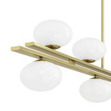 Julep 64-inch 8-light Brushed Gold Linear Chandelier with Opal Glass Shades