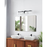 Valentina 30-inch 4-light Matte Black Vanity Light with Etched Opal Glass Shades