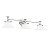 Tremolo 33-inch 3-light Brushed Nickel and Polished Nickel Vanity Light with Etched Opal Glass