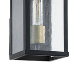 Overton 9-inch 1-light Matte Black Exterior Wall Sconce with Clear Antique Glass