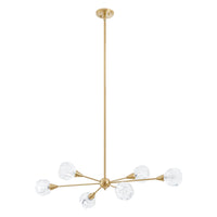 Helena 42-inch 6-light Brushed Gold Chandelier with Clear Acrylic Shades