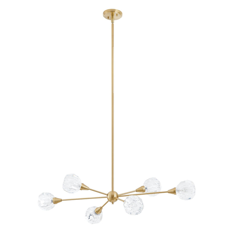 Helena 42-inch 6-light Brushed Gold Chandelier with Clear Acrylic Shades