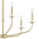 Leah 30-inch 6-light Brushed Gold and White Onyx Chandelier