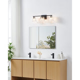 Valentin 24-inch 3-light Matte Black Vanity Light with Clear Pressed Glass Shades