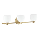 Valentina 24-inch 3-light Champagne Gold Vanity Light with Etched Opal Glass Shades