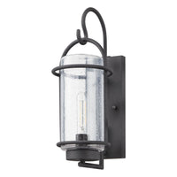 Taplow 16-inch 1-light Weathered Zinc Exterior Wall Sconce with Clear Seeded Glass Shade