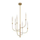Calle 28-inch 6-light Brass LED Chandelier with Gold Leaf Hand Pressed Glass Shades