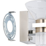 Blake 16-inch 4-light Polished Nickel and Champagne Gold 5CCT LED Vanity Light with Clear and Clear Ribbed Glass