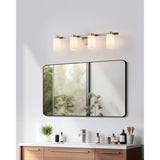 Bedminster 30-inch 4-light Brushed Nickel Vanity Light with Etched Opal Ribbed Glass Shades