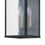 Overton 14-inch 2-light Matte Black Exterior Wall Sconce with Clear Antique Glass