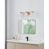 Bedminster 24-inch 3-light Champagne Gold Vanity Light with Etched Opal Ribbed Glass Shades