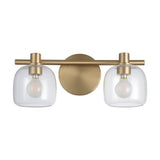 Valentina 15-inch 2-light Champagne Gold Vanity Light with Clear Glass Shades