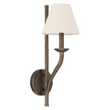 Bethany 19-inch 1-light Forged Bronze Wall Sconce with Natural Linen Shade
