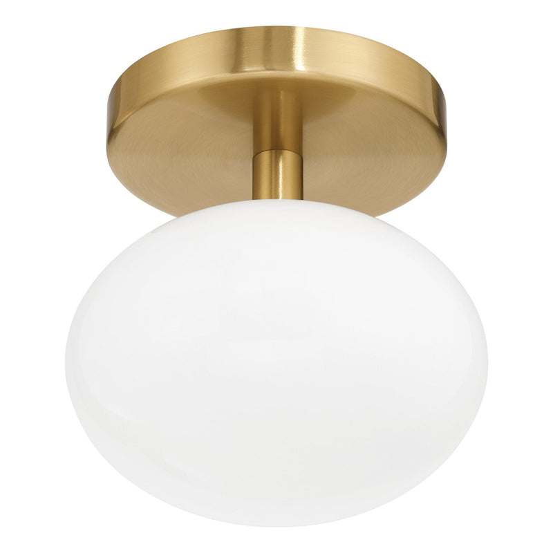 Julep 6-inch 1-light Brushed Gold Semi-Flush Mount with Opal Glass Shade