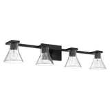 Gilford 33-inch 4-light Matte Black Vanity Light with Clear Glass Shades