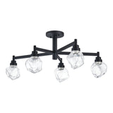 Lillyanna 26-inch 5-light Matte Black Semi-Flush Mount with Clear Ice Glass Shades