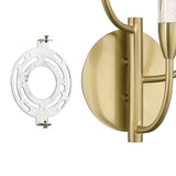Calle 27-inch 3-light Brass LED Wall Sconce with Gold Leaf Hand Pressed Glass Shades