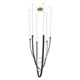 Ayers 43-inch 3-light Champagne Gold with Black and Brown Faux Leather 5CCT LED Chandelier