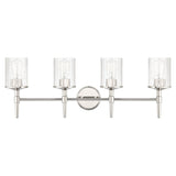 Andrea 32-inch 4-light Polished Nickel Vanity Light with Clear Ribbed Glass Shades