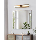 Colton 30-inch 2-light Champagne Gold 5CCT LED Vanity Light with Etched Opal Glass Shades