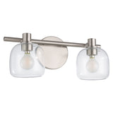 Valentina 15-inch 2-light Brushed Nickel Vanity Light with Clear Glass Shades
