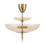 Fiorello 21-inch 4-light Brushed Gold Convertible Pendant with Smoked Amber Glass Shades