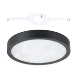 Argyle 12-inch Textured Black and Natural Alabaster 5CCT LED Flush Mount