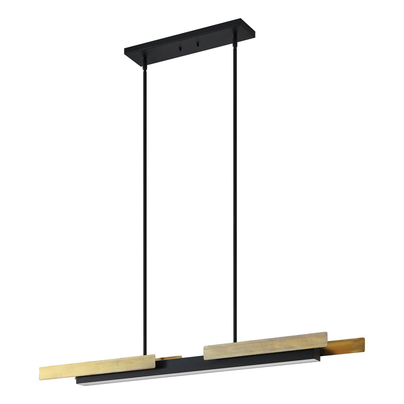 Grazia 48-inch 2-light Matte Black and Brushed Gold LED Linear Chandelier
