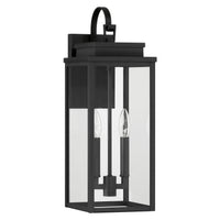 Hillside 20-inch 2-light Textured Black Exterior Wall Sconce with Clear Glass