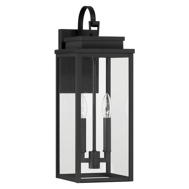 Hillside 20-inch 2-light Textured Black Exterior Wall Sconce with Clear Glass