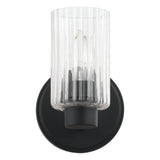 Bedminster 5-inch 1-light Matte Black Vanity Light with Clear Ribbed Glass Shade