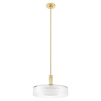 Como 18-inch 1-light Champagne Gold Convertible Pendant with Clear Ribbed and Opal Glass Shade