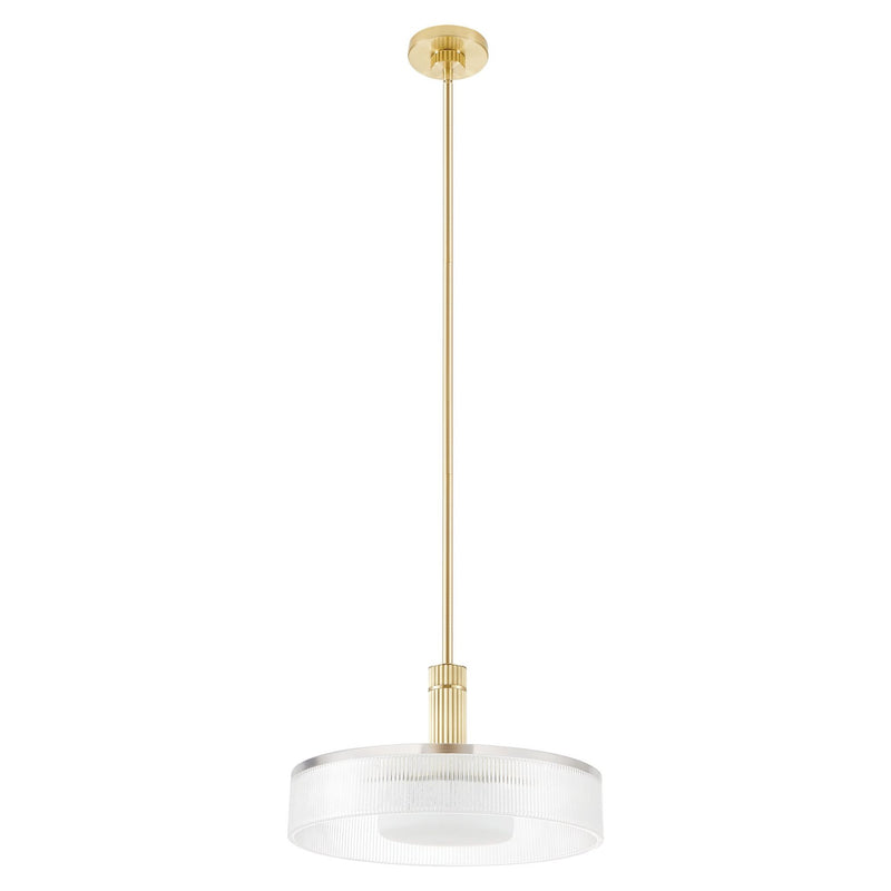 Como 18-inch 1-light Champagne Gold Convertible Pendant with Clear Ribbed and Opal Glass Shade