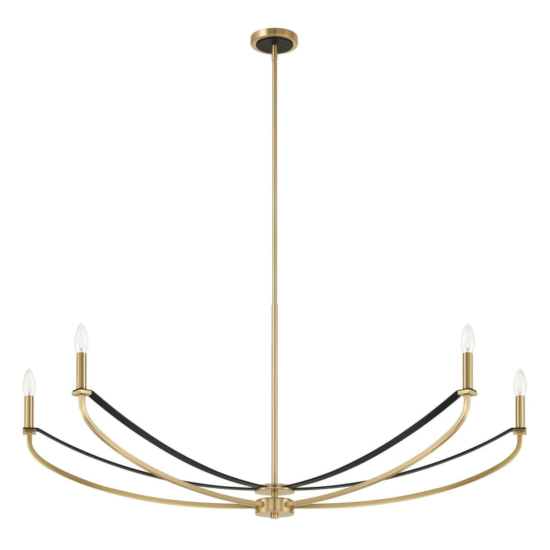 Sussex 47-inch 4-light Champagne Gold and Black Faux Leather Linear Chandelier