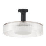 Como 18-inch 1-light Matte Black Convertible Pendant with Clear Ribbed and Opal Glass Shade