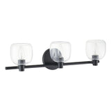 Valentina 24-inch 3-light Matte Black Vanity Light with Clear Glass Shades