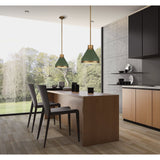 Doyle 13-inch 1-light Natural Brass Pendant Light with Matte Green Metal Shade