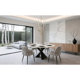 Calle 28-inch 6-light Brass LED Chandelier with Gold Leaf Hand Pressed Glass Shades