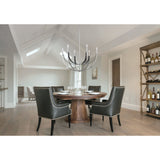 Sussex 29-inch 6-light Polished Nickel and Black Faux Leather Chandelier