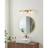 Valentina 24-inch 3-light Champagne Gold Vanity Light with Clear Glass Shades