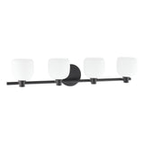 Valentina 30-inch 4-light Matte Black Vanity Light with Etched Opal Glass Shades