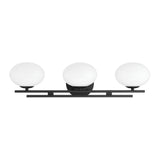 Julep 24-inch 3-light Matte Black Vanity Light with Opal Glass Shades
