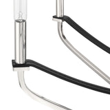 Sussex 36-inch 8-light Polished Nickel and Black Faux Leather Chandelier