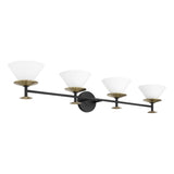 Tremolo 42-inch 4-light Matte Black and Champagne Gold Vanity Light with Etched Opal Glass