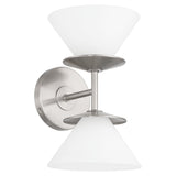 Tremolo 11-inch 2-light Brushed Nickel and Polished Nickel Vanity Light with Etched Opal Glass