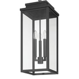 Hillside 9-inch 3-light Textured Black Exterior Pendant Light with Clear Glass