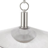 Novella 18-inch Polished Nickel LED Convertible Pendant with Clear Ribbed Glass Shade