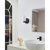Bedminster 5-inch 1-light Matte Black Vanity Light with Etched Opal Ribbed Glass Shade