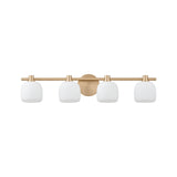 Valentina 30-inch 4-light Champagne Gold Vanity Light with Etched Opal Glass Shades