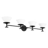 Tremolo 42-inch 4-light Matte Black and Champagne Gold Vanity Light with Etched Opal Glass